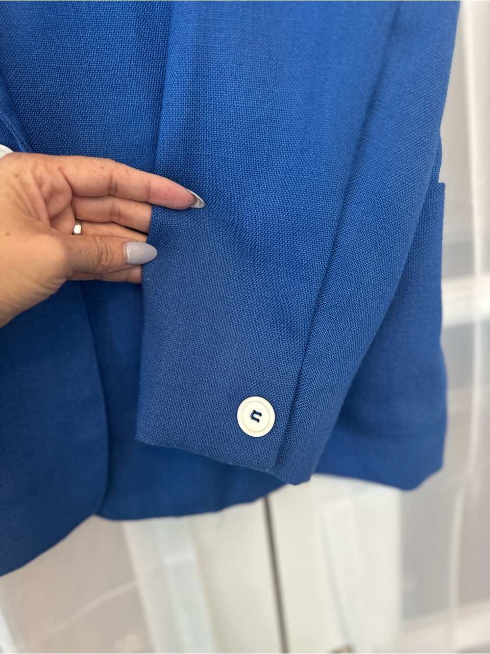 Cobalt Blue Blazer Structured Single Button Jacket Work Office Career Women’s - Picture 7 of 10